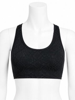 GAP Eclipse Sports Bra Black Python Snake Print Strappy Racerback Activewear L